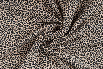 French Terry, Animal Print, Leo, beige, schwarz, 0,5 m